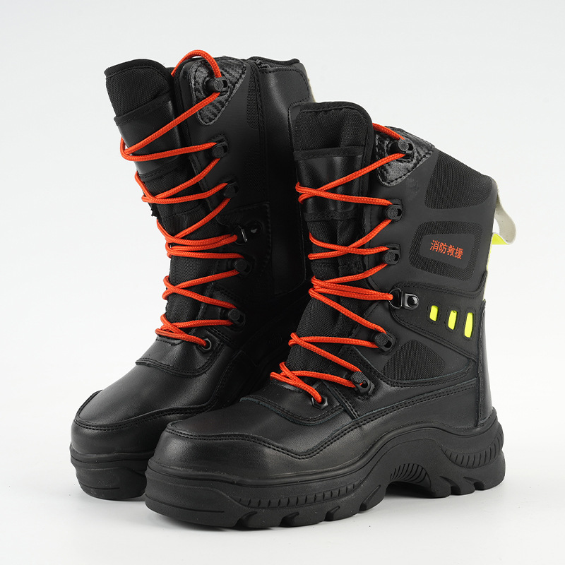 消防抢险救援鞋比武作训鞋森林防火靴战斗胶鞋训练钢板鞋底防刺穿