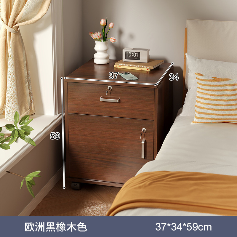 Mesita de noche móvil con cerradura, dormitorio doméstico moderno simple, armario de almacenamiento junto a la cama, armario de almacenamiento simple