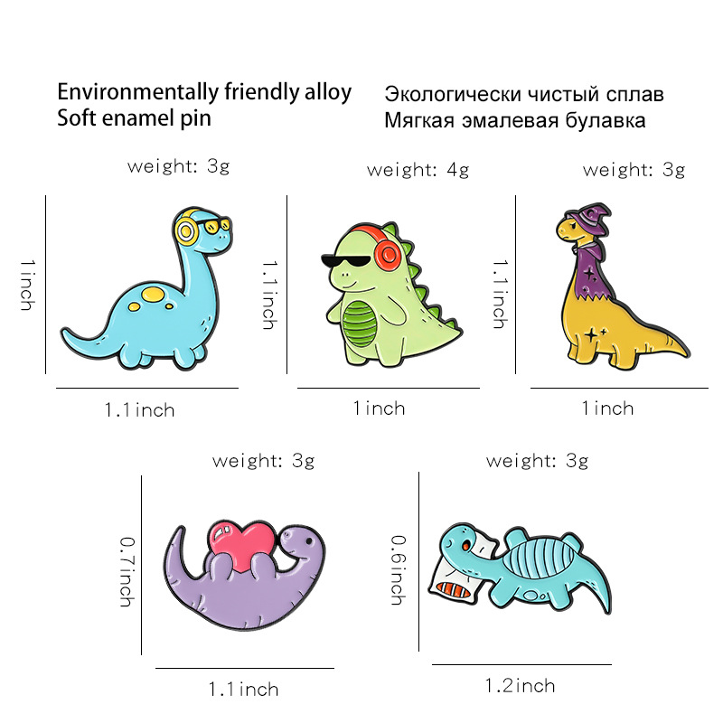 Cartoon Style Cute Dinosaur Alloy Stoving Varnish Women's Brooches display picture 1