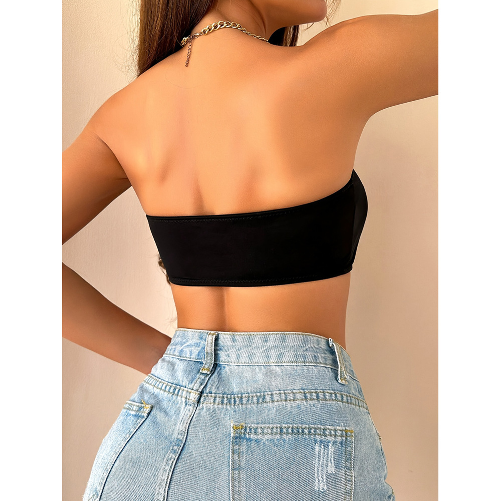 Amazon sexy hebilla delantera top de tubo sin tirantes ropa interior sin costuras sin almohadilla para el pecho sin anillo de acero sujetador de mujer boda al por mayor