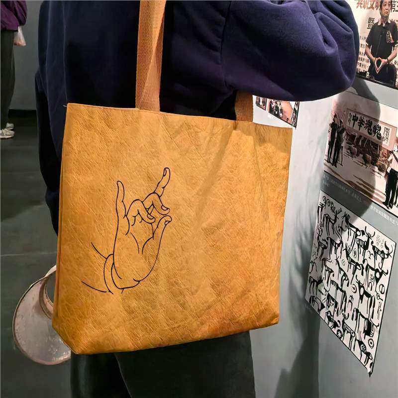 杜邦纸袋定 制敦煌文创国风九色鹿飞天手提杜邦纸包包女复古帆布