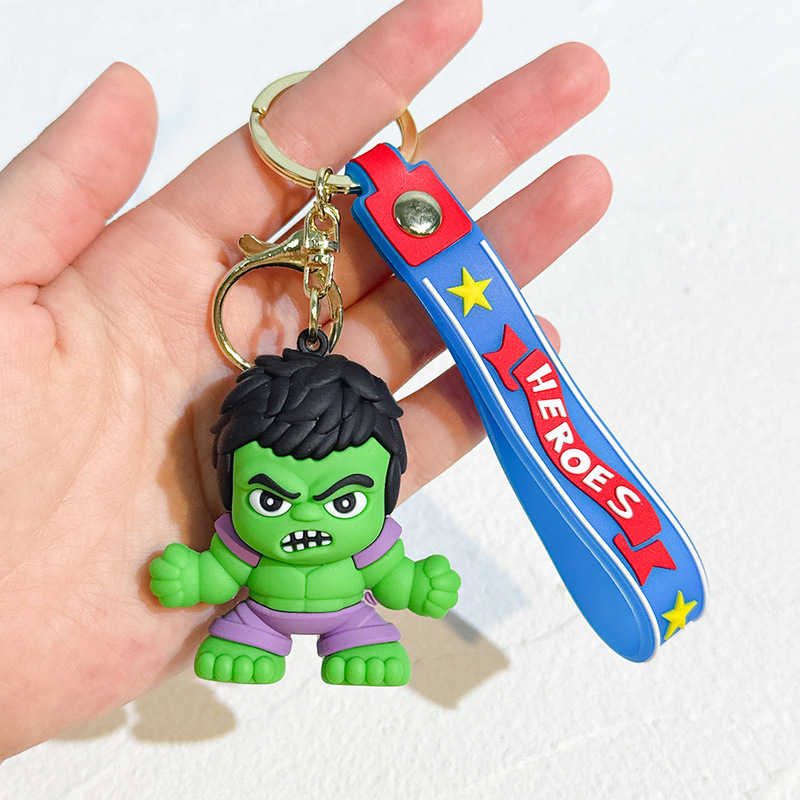 漫画スーパーヒーロー人形ストラップキーチェーンアイアンマン人形シンプルなキーホルダーかわいいペンダント卸売り|undefined