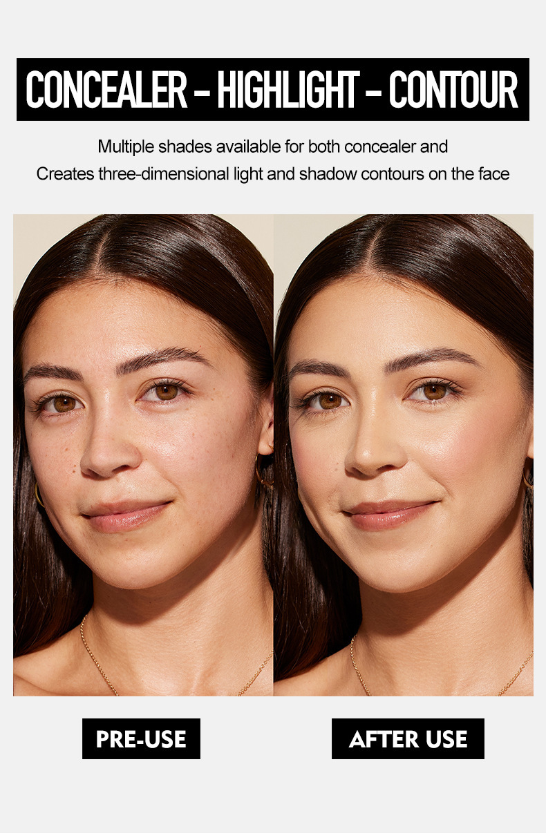 Waterproof highlighter en contour palette met concealer_voghion.com