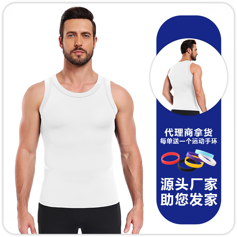 hombre chaleco ajustado de color sólido culturismo deportivo rápido secado chaleco de obstáculos entrenamiento de entrenamiento de entrenamiento leggings camiseta