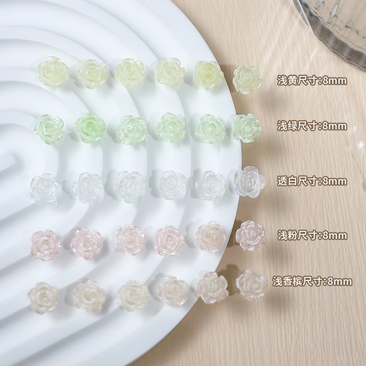 Joyas de manicura DIY 10 piezas de luz nocturna mezcla tridimensional camellia flor decoración conjunto de accesorios de manicura falsas