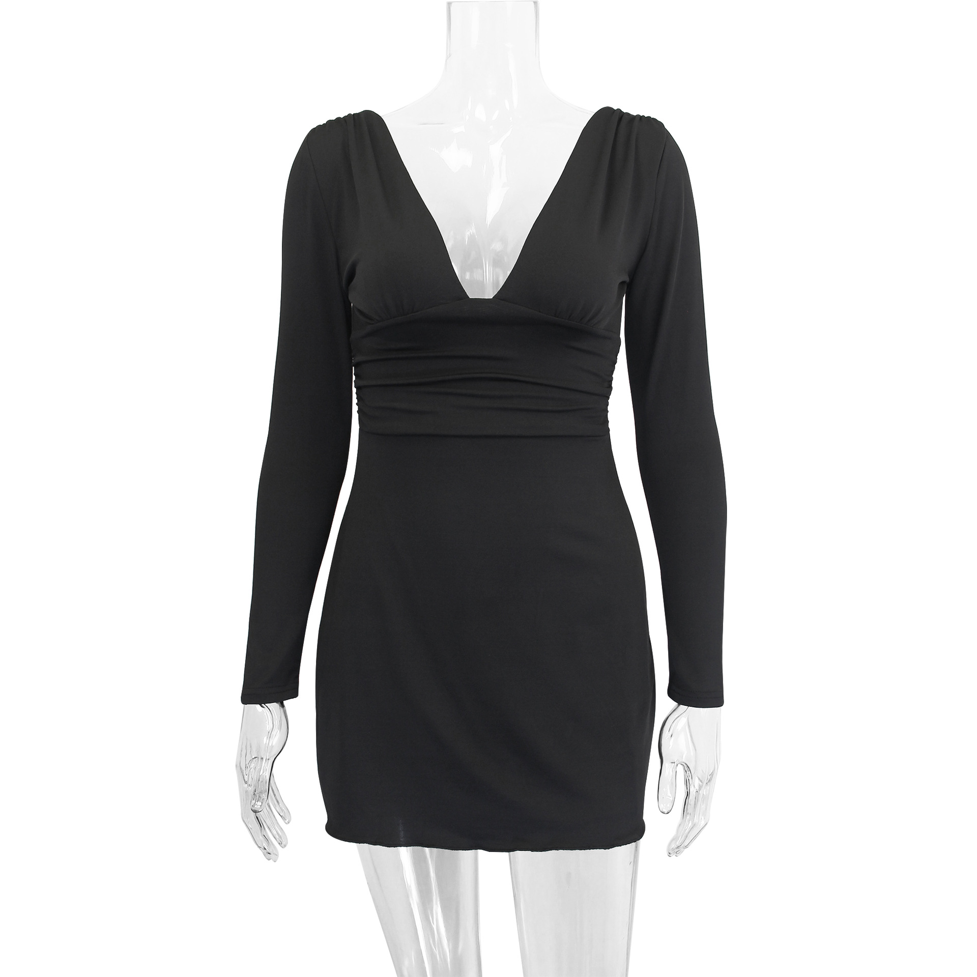 Women Clothing Sexy V neck Backless Long Sleeves Dress Autumn Best Seller in Hip Bag Dress