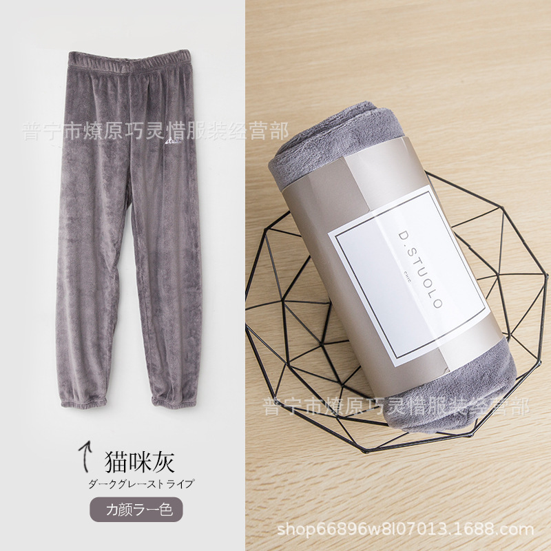 Pantalones de pijama de franela de coral de dibujos animados, pantalones de pijama de hombre, pantalones de invierno de otoño de mujer, pantalones caseros