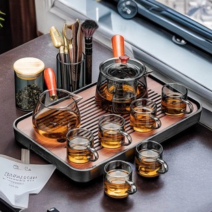 2025 New Kung Fu Tea Set Glass Teapot Tea Cup Home Anti-Scalding Portable Office Tea Drinking