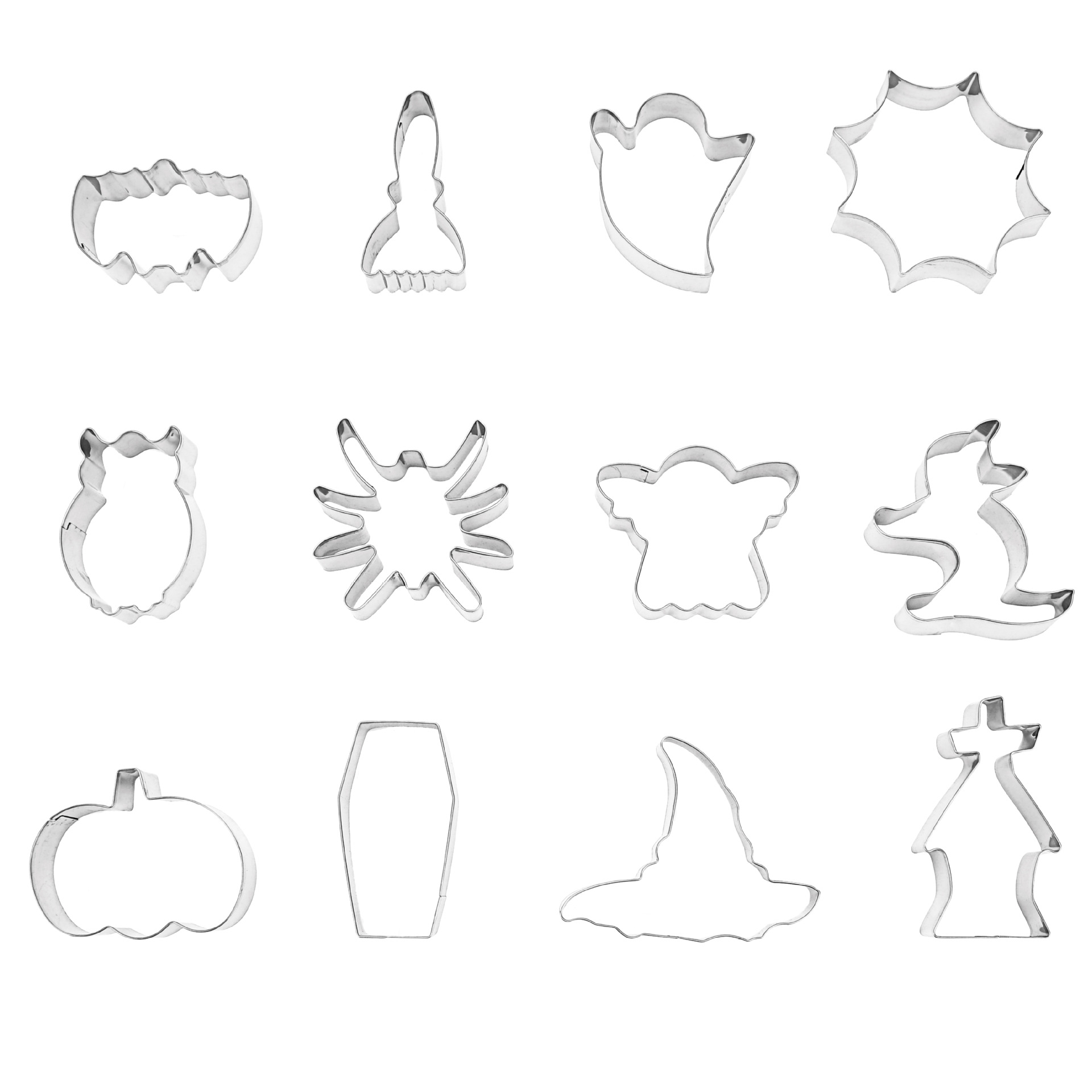 12-delt Halloween-kageformsæt, sælgende spøgelseskost, rustfri stål-kageform, kageform, bageværktøjer, gør-det-selv_voghion.com