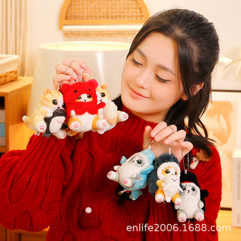 Dibujos animados tiburón gato transformación muñeca tiburón gato muñeca niños dormir almohada muñeca peluche juguete regalo creativo