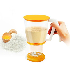Cross-border new household handheld cup flour sieve with cup lid creative pressure-type mesh sieve baking tool