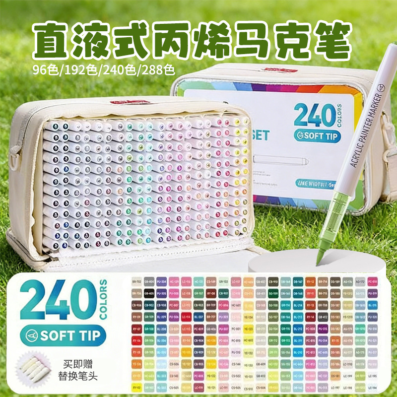 Blue Fruit Color Acrylic Markers, Non-Transparent, Layerable, Art-Specific Direct Liquid Soft-Tip Markers