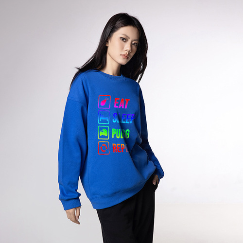 320g Spring and Autumn Style Drop Shoulder Round Neck Sweatshirt Plain Color Smooth Cotton Simple Couple's Matchmaking Long Sleeve Sweatshirt