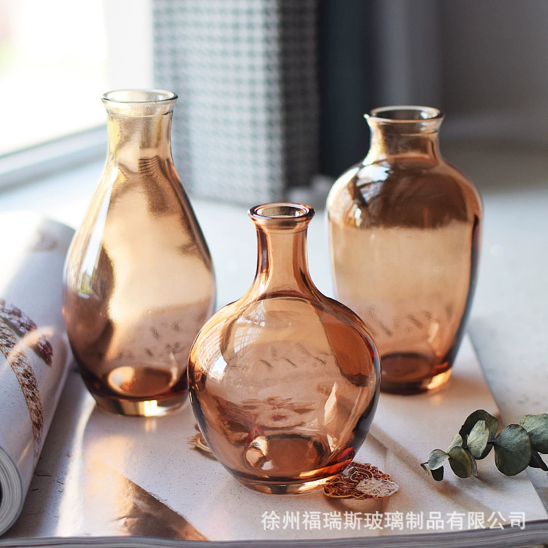 Внешняя торговля, маленькая стеклянная ваза, цветочный демон, набор из трех предметов, красочные японские продукты, офис, дом, рабочий стол, ваза небольшого диаметра