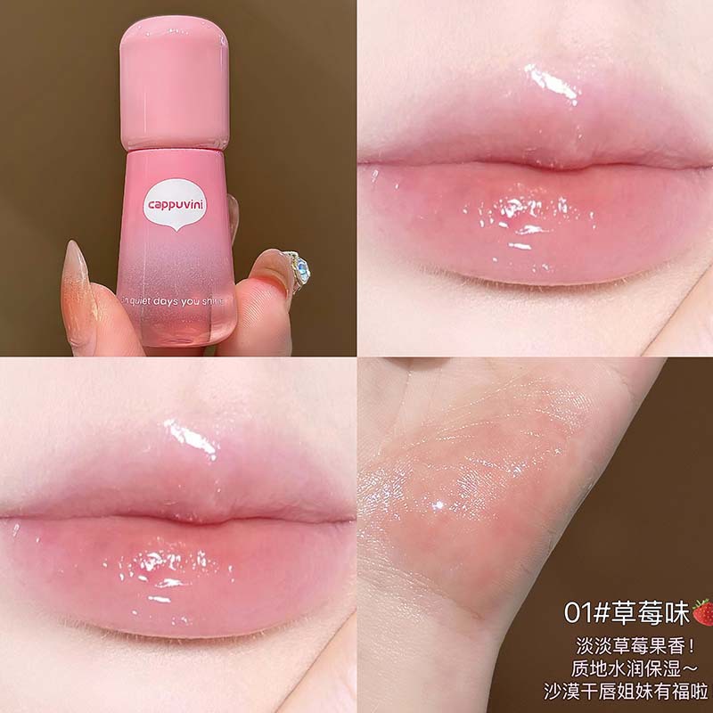 Cappuvini Fruit Touch Lip Oil Coreano Glass Lip Hydrating Clear Lipstick Honey Maquillaje