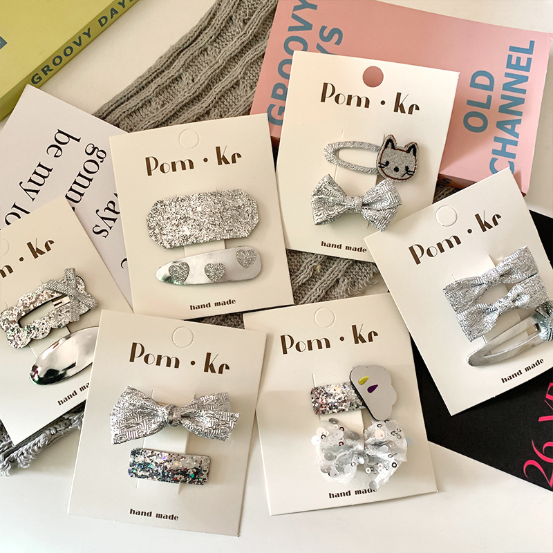 13g Weight Hair Clip Hair Accessories Type 3 Pack Quantity Elegant Lady Sweet Kid'S Bow Knot Contrast Collar Hair Clip