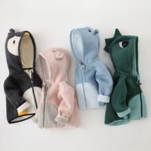 女童摇粒绒外套男童秋冬装小童宝宝加绒连帽上衣婴儿衣服休闲百搭