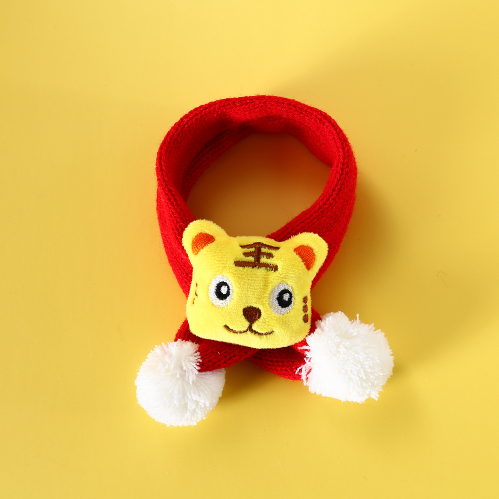 Mascota Año Nuevo Festival de Primavera celebración Fu lana de punto Tigre Año bufanda de dibujos animados gato Oso De Peluche perro bufanda Accesorios