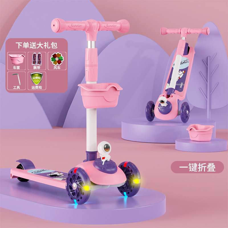 Niños de scooter con asiento plegable 2-6-10 años de edad niños y niñas tres en uno scooter con pedal