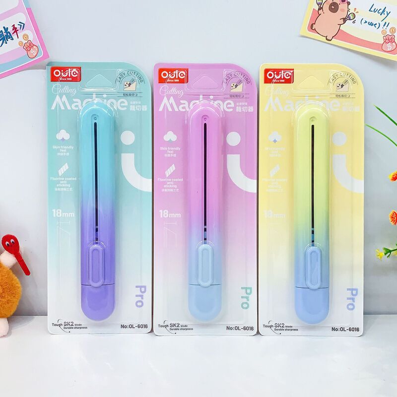 Oule Cloud Dream Series Long-Handled Utility Knife with Color-Blocked Handle, Small Knife for Students' Crafts, Sharp and Durable