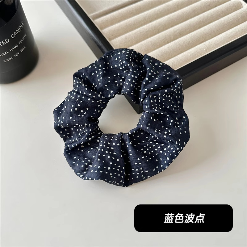 Encaje de flor coreana Encaje de intestino grueso Anillo de cabello femenino Cabeza de flor de viento pastoral Cuerda de cabeza de bola de gran tamaño Accesorios para el cabello de alta calidad