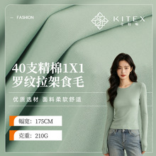 春夏新款210g食毛拉架40支精棉1×1罗纹布 棉氨弹力螺纹打底面料