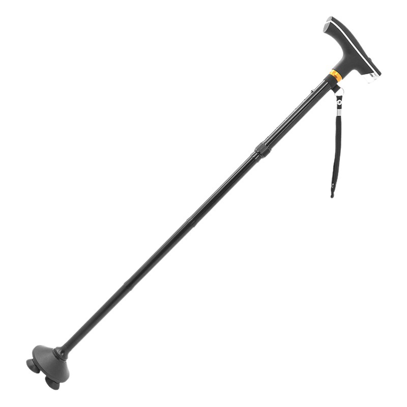 Bastón plegable transfronterizo para los ancianos en stock bastón telescópico con aleación de aluminio ligero bastón auxiliar al aire libre ligero bastón de cuatro patas antideslizante