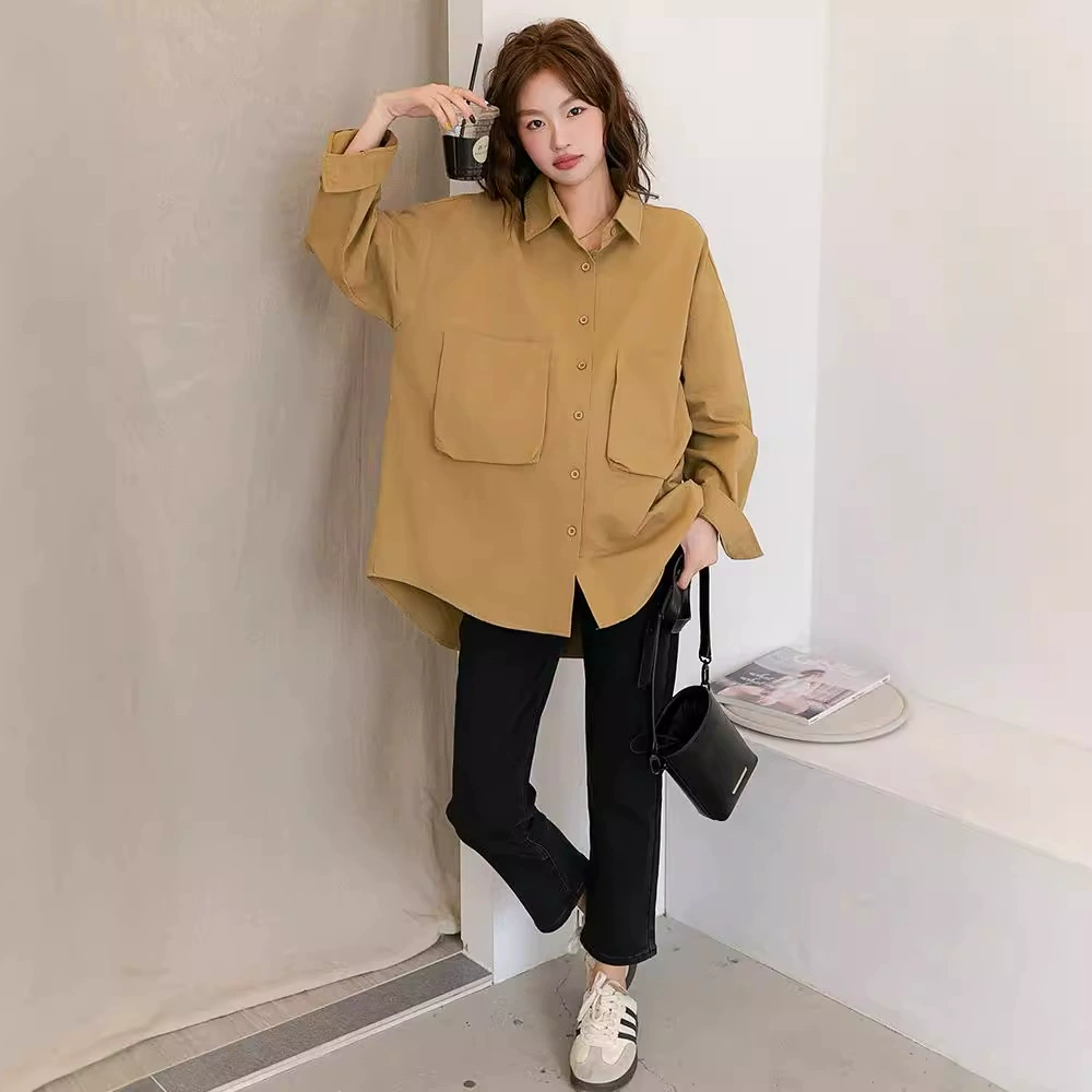 Весенняя и осенняя одежда для беременных мода корейская версия рубашки для беременных