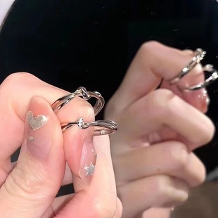Double Knot couple ring pair Moss ring female simple niche Honey opening adjustable ins temperament gift