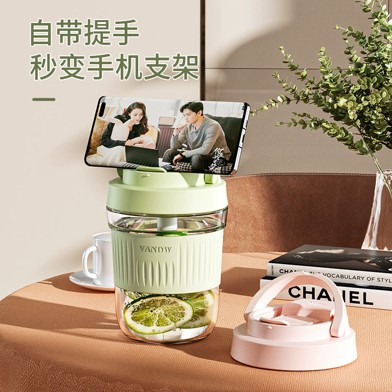 Summer straw with glass, coffee handheld cute tea cup