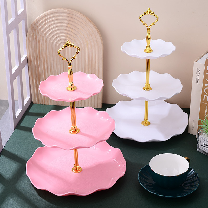 Plastic three-layer fruit tray European-style dessert table multi-layer fruit tray cake tray dessert rack wedding party candy tray