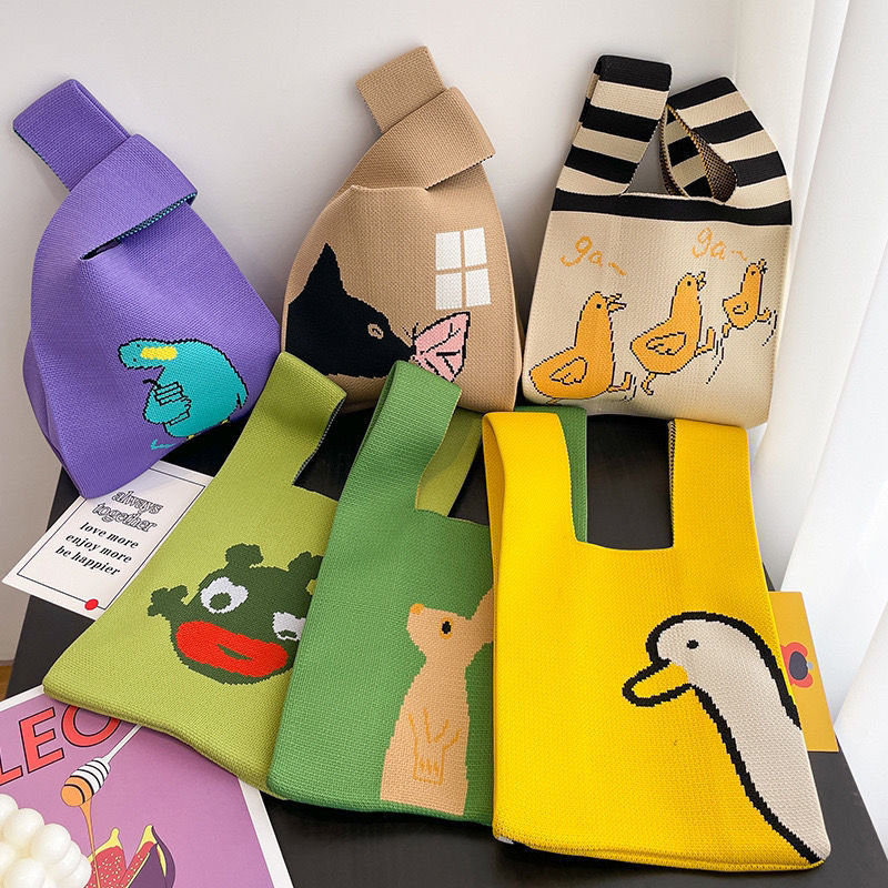 Gestrickte Handtasche, gewebte Eimertasche für Damen, minimalistisches Geschenk_voghion.com