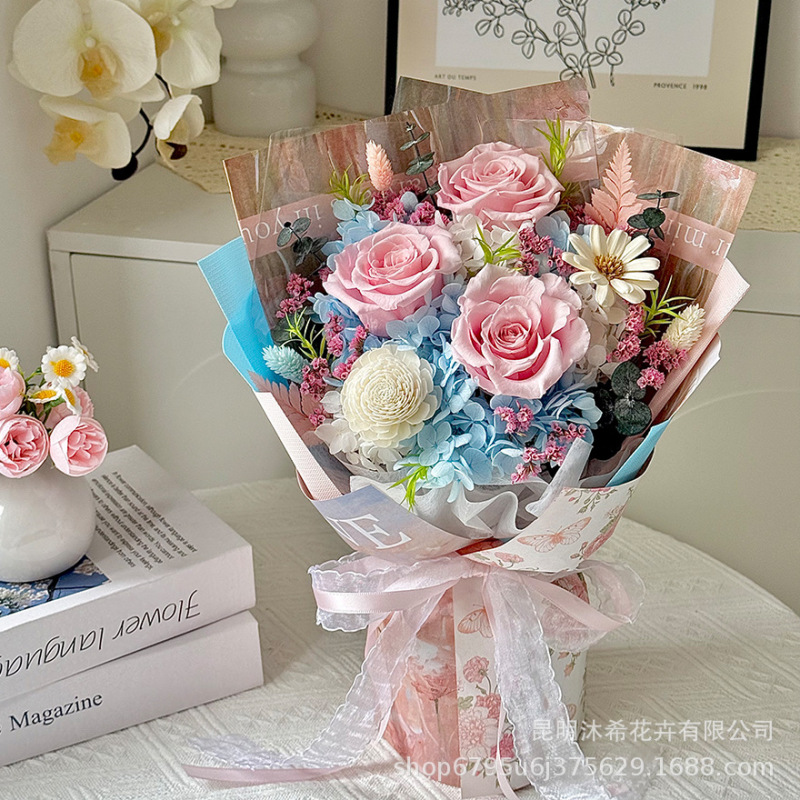 跨境永生花玫瑰花束七夕情人节花束礼物高级感云南永生花花束成品|undefined