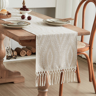 Korean-style Table Runner Sideboard Cover Towel Wind Tea Flag Rectangular Tea Table Flag Bucket Cabinet TV Cabinet Cover Cloth Cotton Linen Table Runner