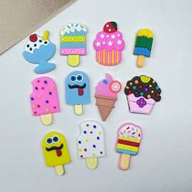 新款卡通雪糕冰淇淋PVC软胶配饰DIY包包手机壳水杯冰箱贴发夹批发