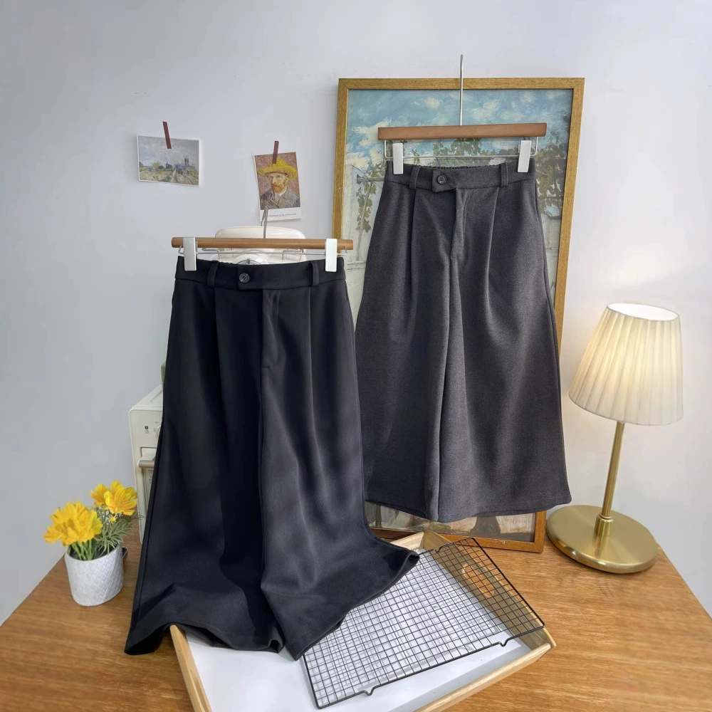 Семь точек толстые шерстяные широкие брюки женские зимние толстые маленькие свободные прямые брюки повседневная бабушка брюки 5124