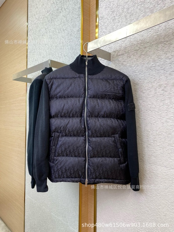 迪家白鸭绒针织羊毛羽绒拼接男士长袖羽绒服 feather down coat|undefined