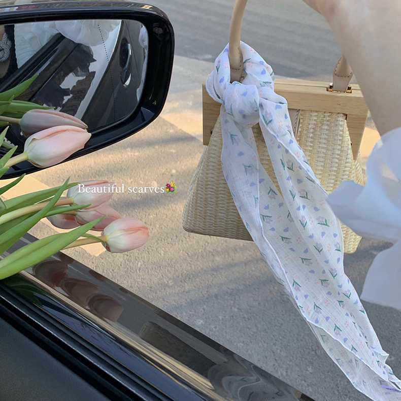 Fiestas de color bufandas de seda de flores cortadas correa de cabello para mujeres protector solar bufandas de playa de arena de sombra de sol nuevo tipo