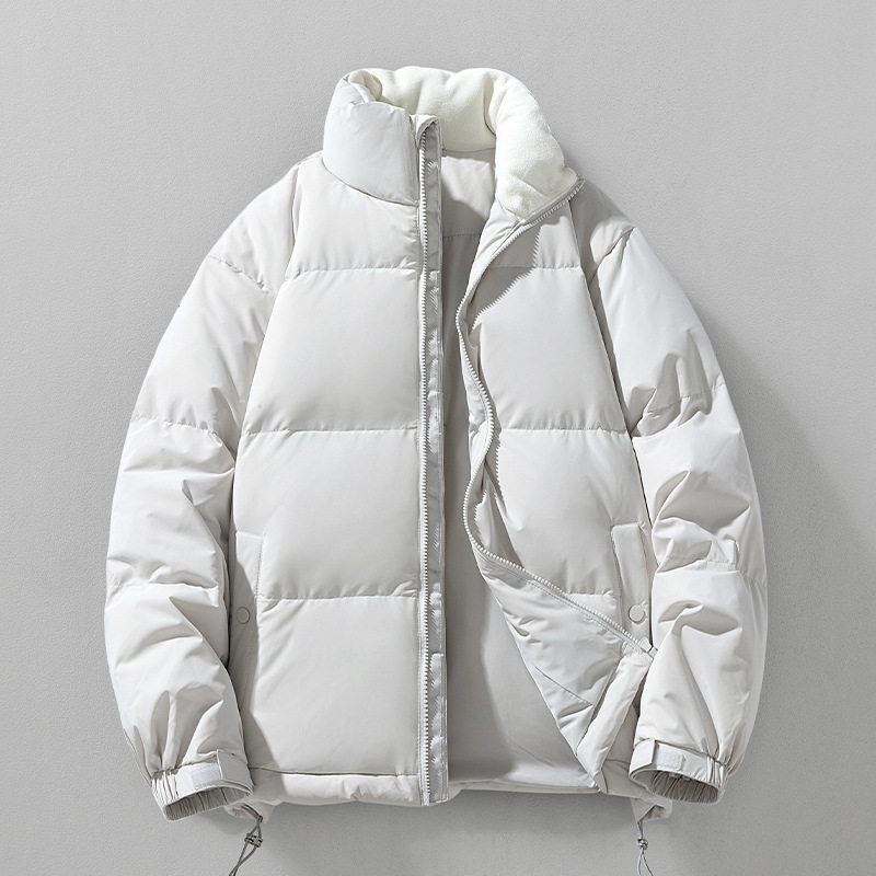 233 autumn and winter Basic down jacket men and women couple stand collar casual solid color lightweight warm bread coat