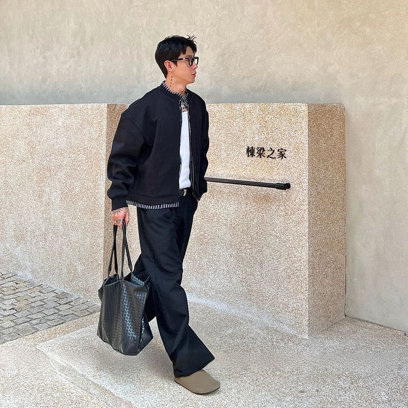 高品质设计感时尚百搭潮流简约內襟假两件夹克男短款宽松飞行外套|undefined