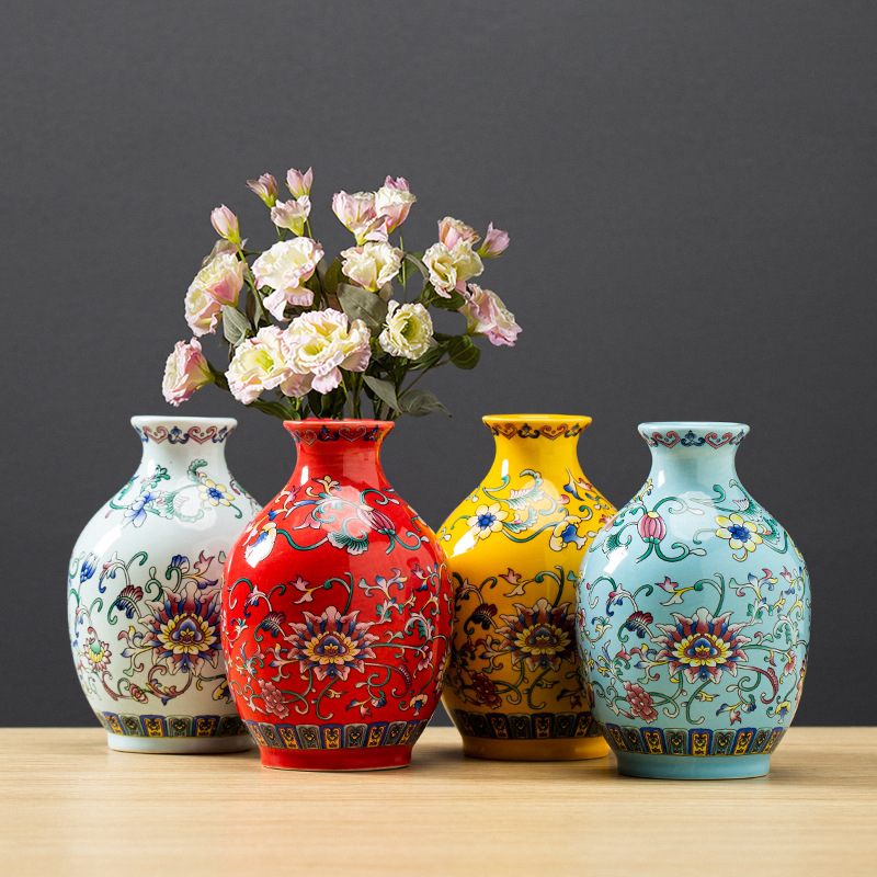 Chinese Enamel Porcelain Blue and White Porcelain Art Blue and White Porcelain Vase Small Office Craftsmanship Creative Simple