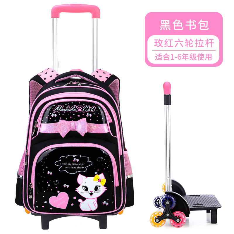 Mochila de tirón desmontable para estudiantes de escuela primaria de 2 a 6 grados, mochila de hombro impermeable para niños de escalada