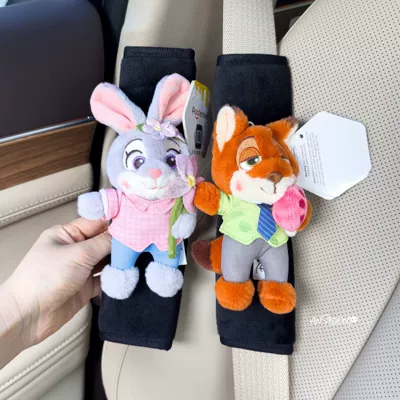 Nick Bouquet Car Seatbelt, Sürətlər qutusu və əl tormozu başlıqları - shoulder-pads-black-plush-official-judy-bouquet-nick-ice-cream-set-of-two