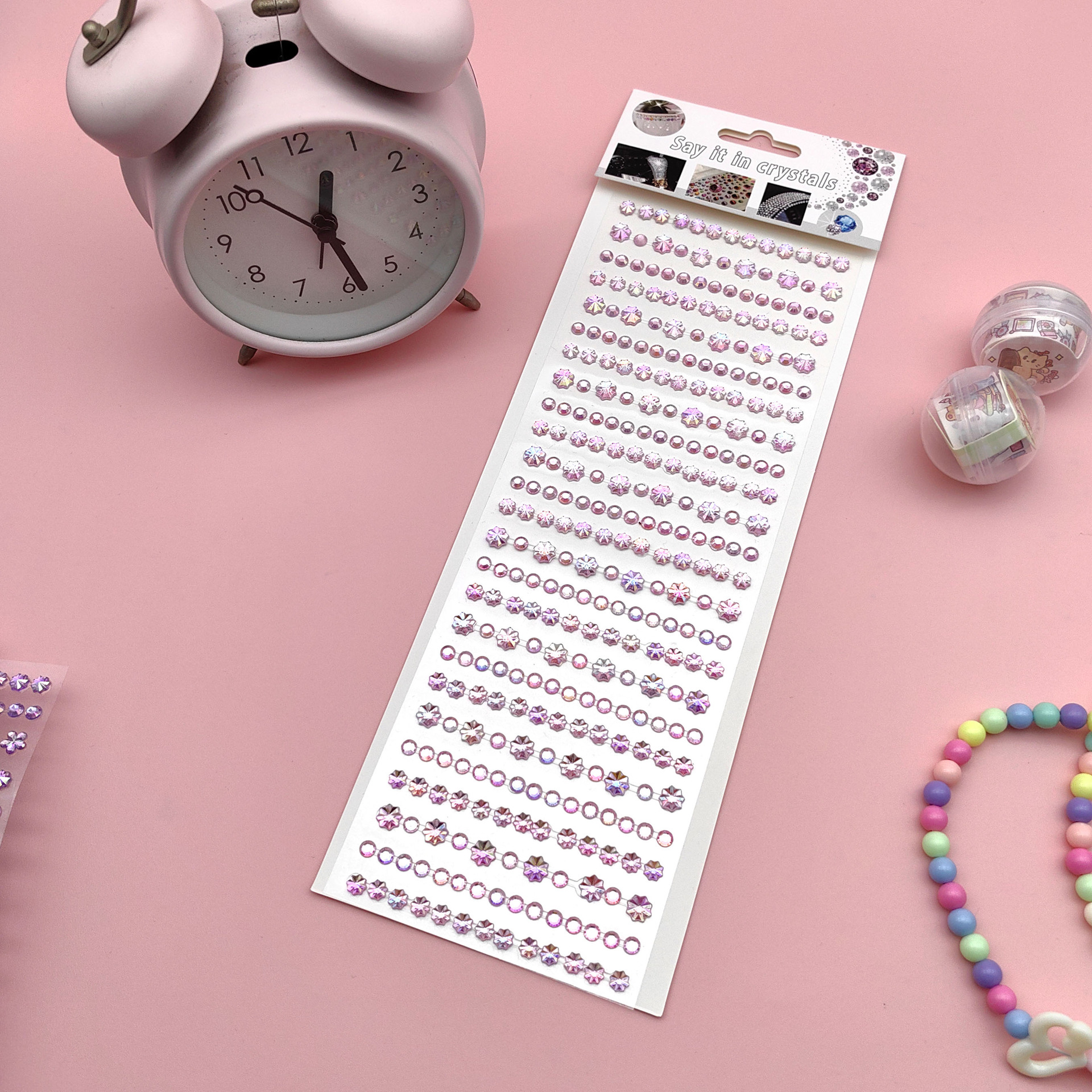 Coloridas pegatinas de flores de hielo para niños gema de diamantes de color AB pegatinas de cristal acrílico de juguete princesa pequeñas pegatinas al por mayor