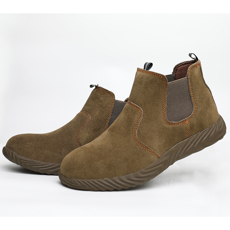Electric Welding Worker's Anti-Puncture Anti-Strike Safety Shoes for Men with Calfskin Sole Construction Site Protection Shoes