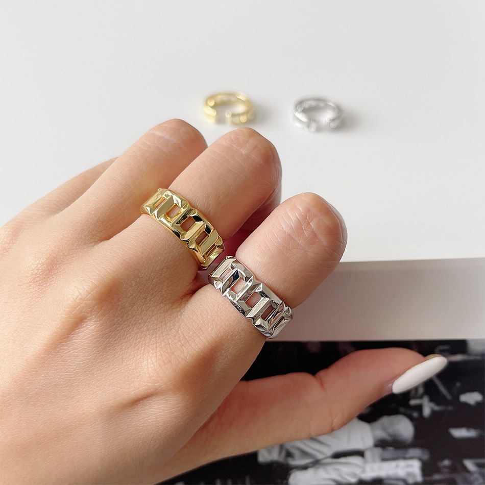 Fashion Geometric Copper Hollow Out Open Ring