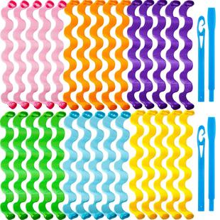 30 pieces of non-heat wave curling iron spiral hair styling non-heat wave hair curling iron with 2 pieces styling