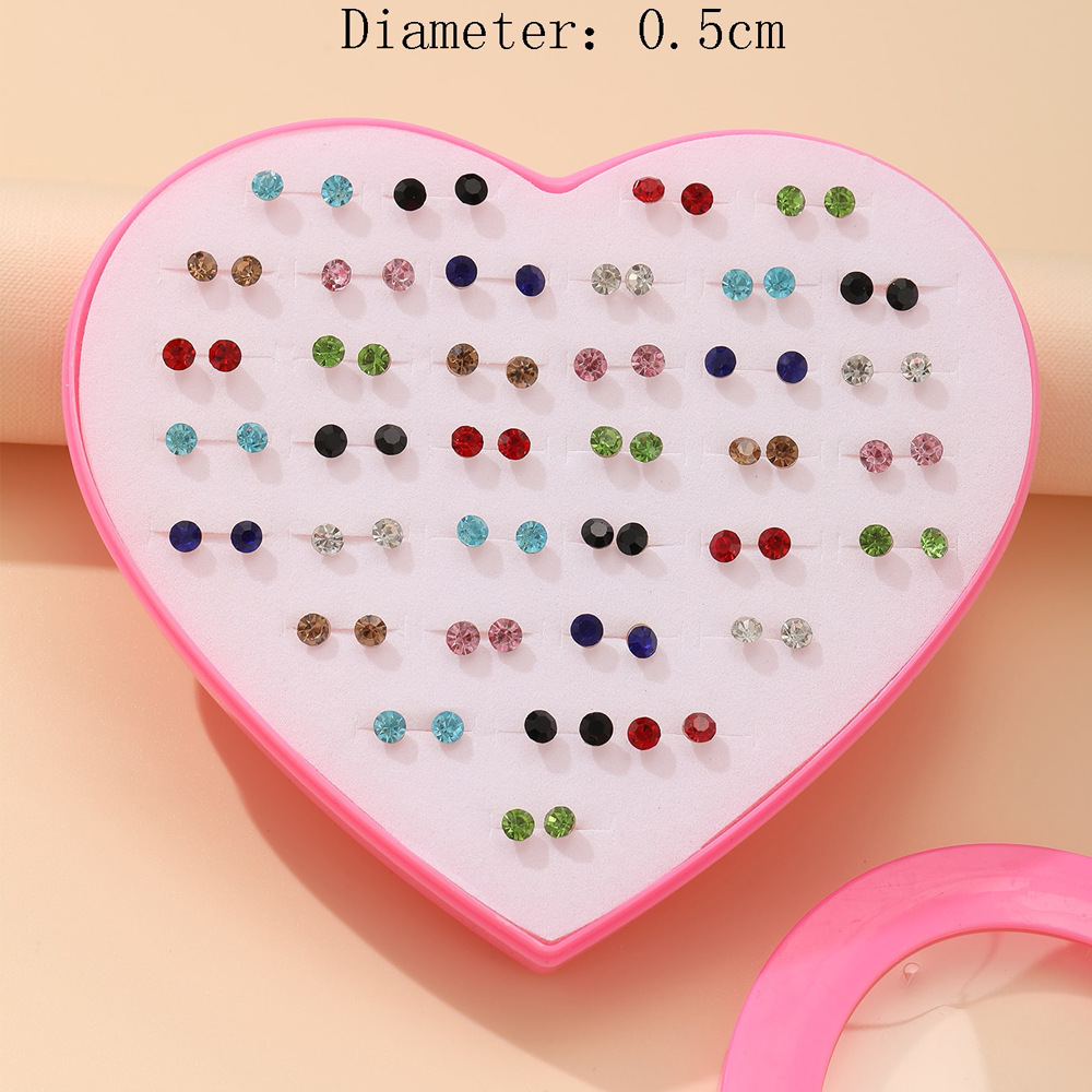 2021 New Creative Cute Multi-color Color Rhinestone Earrings 36-piece Set display picture 1