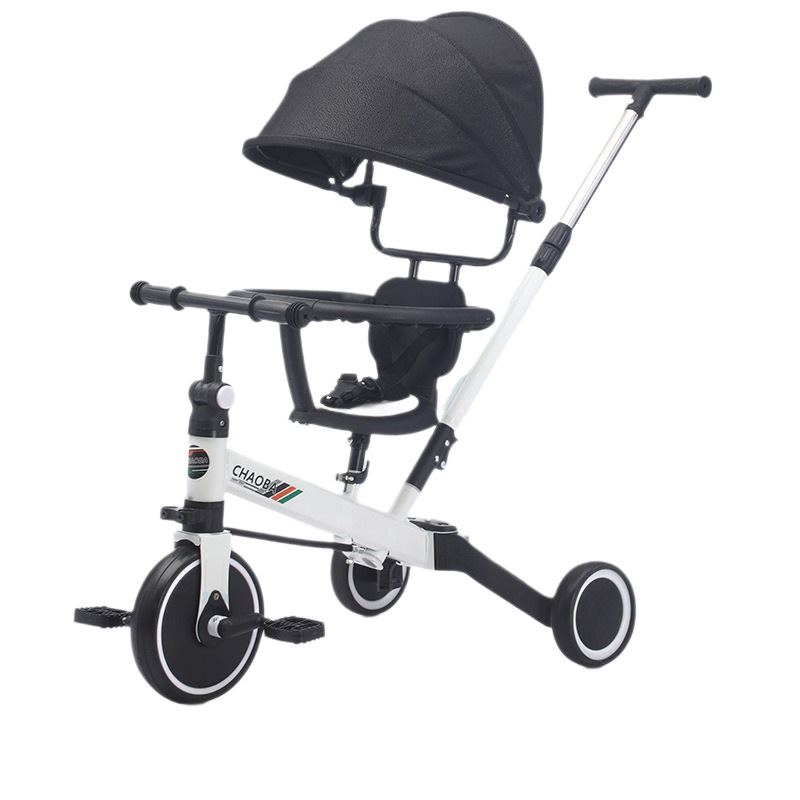 Triciclo multifuncional bicicleta de equilibrio bicicleta ajustable empujador patina para bebés caminante plegable con un botón