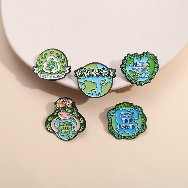 Environmental collection loves the earth brooches green round…